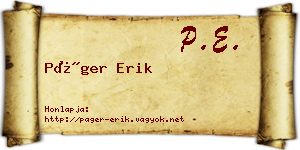 Páger Erik névjegykártya
